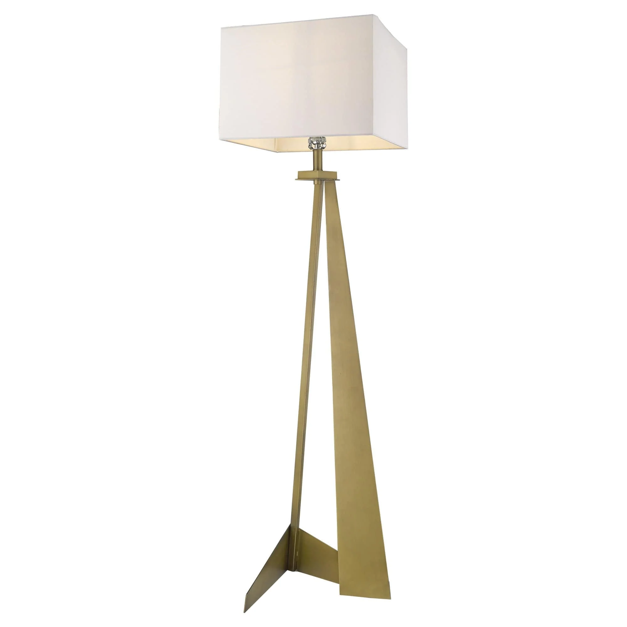 60" Brass Traditional Shaped Floor Lamp With White Novelty Shade - Image 3