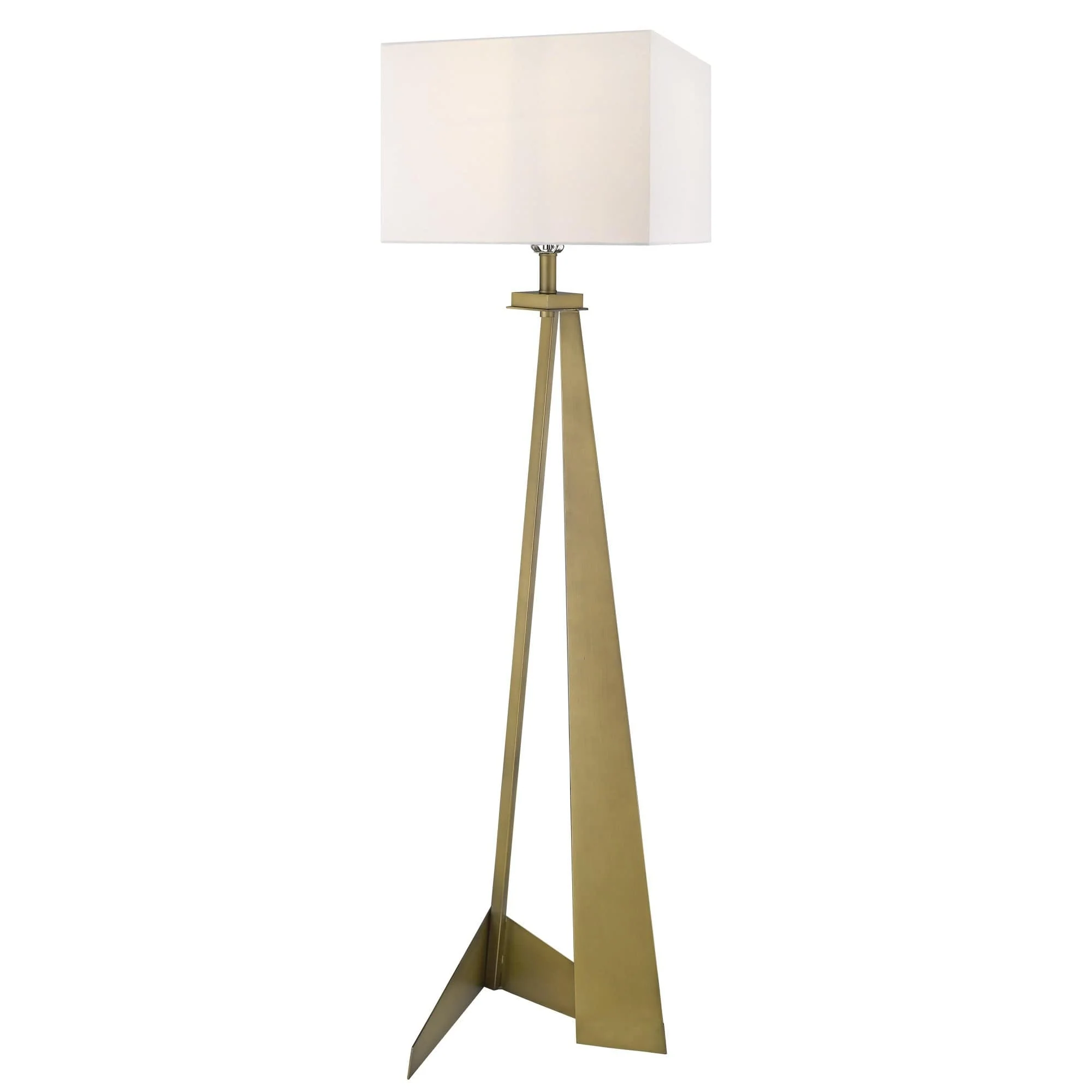 60" Brass Traditional Shaped Floor Lamp With White Novelty Shade - Image 4