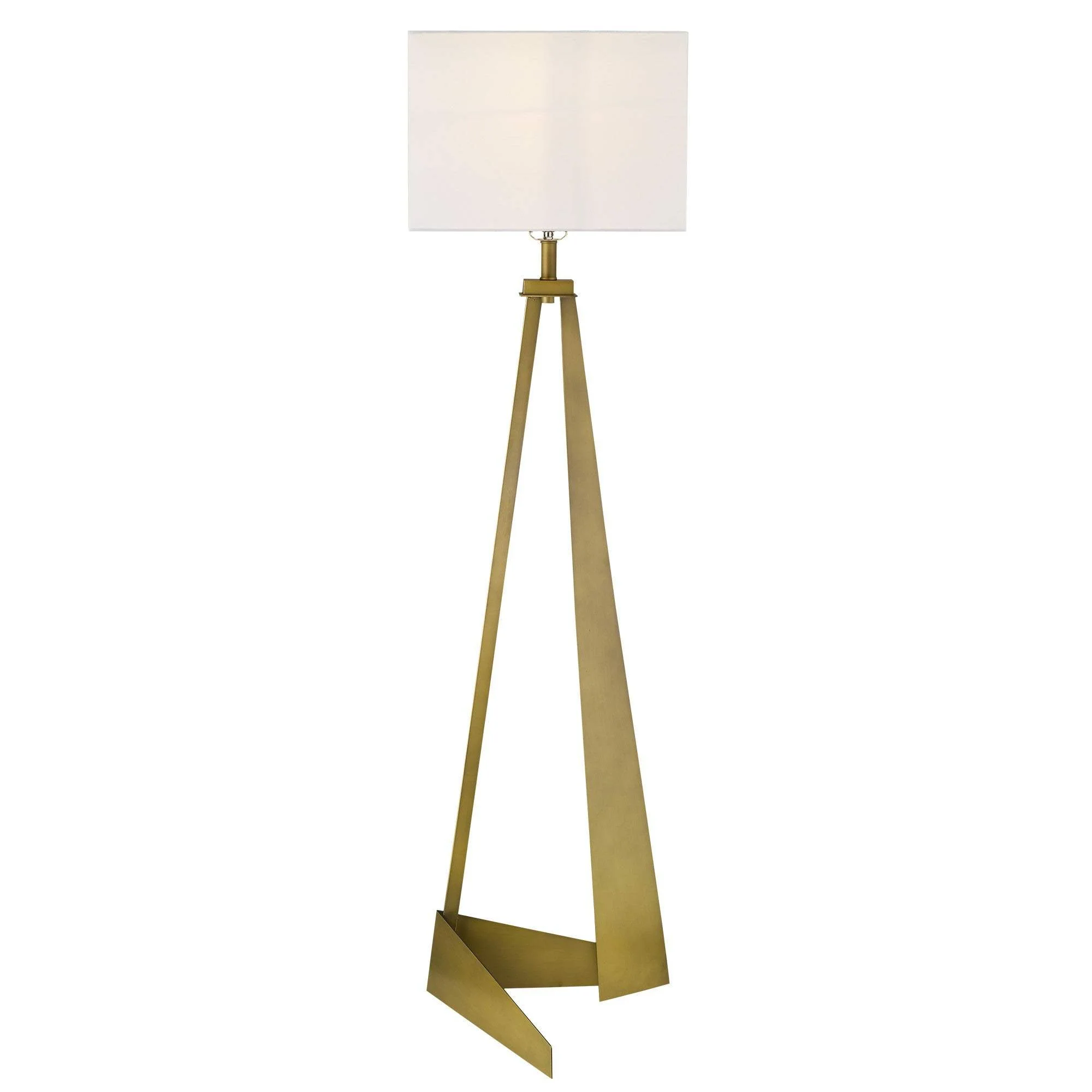 60" Brass Traditional Shaped Floor Lamp With White Novelty Shade - Image 5