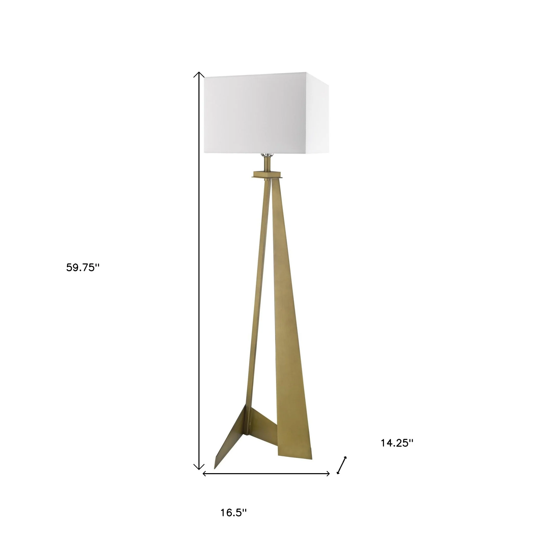 60" Brass Traditional Shaped Floor Lamp With White Novelty Shade - Image 7