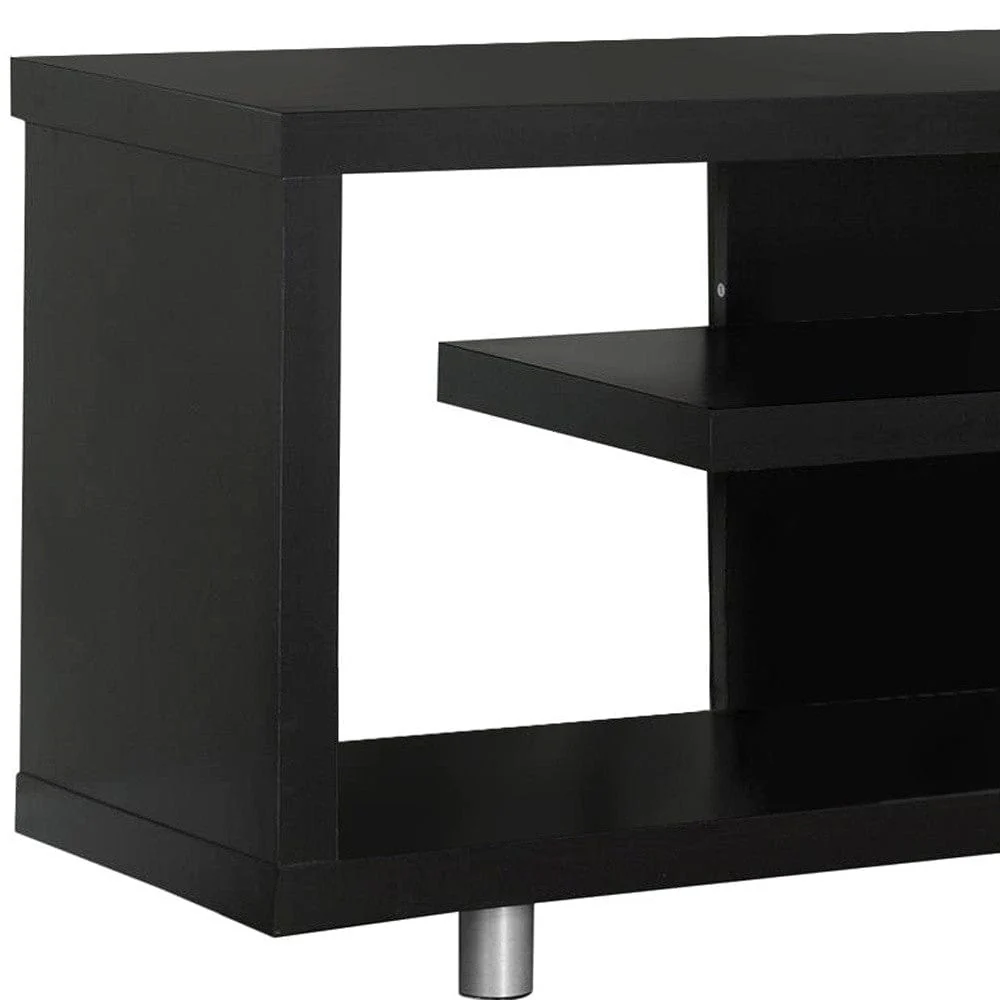 60" Dark Brown Cabinet Enclosed Storage TV Stand - Image 3
