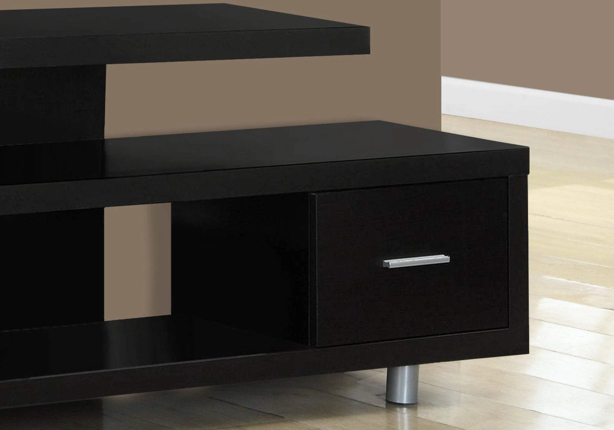 60" Dark Brown Cabinet Enclosed Storage TV Stand - Image 4