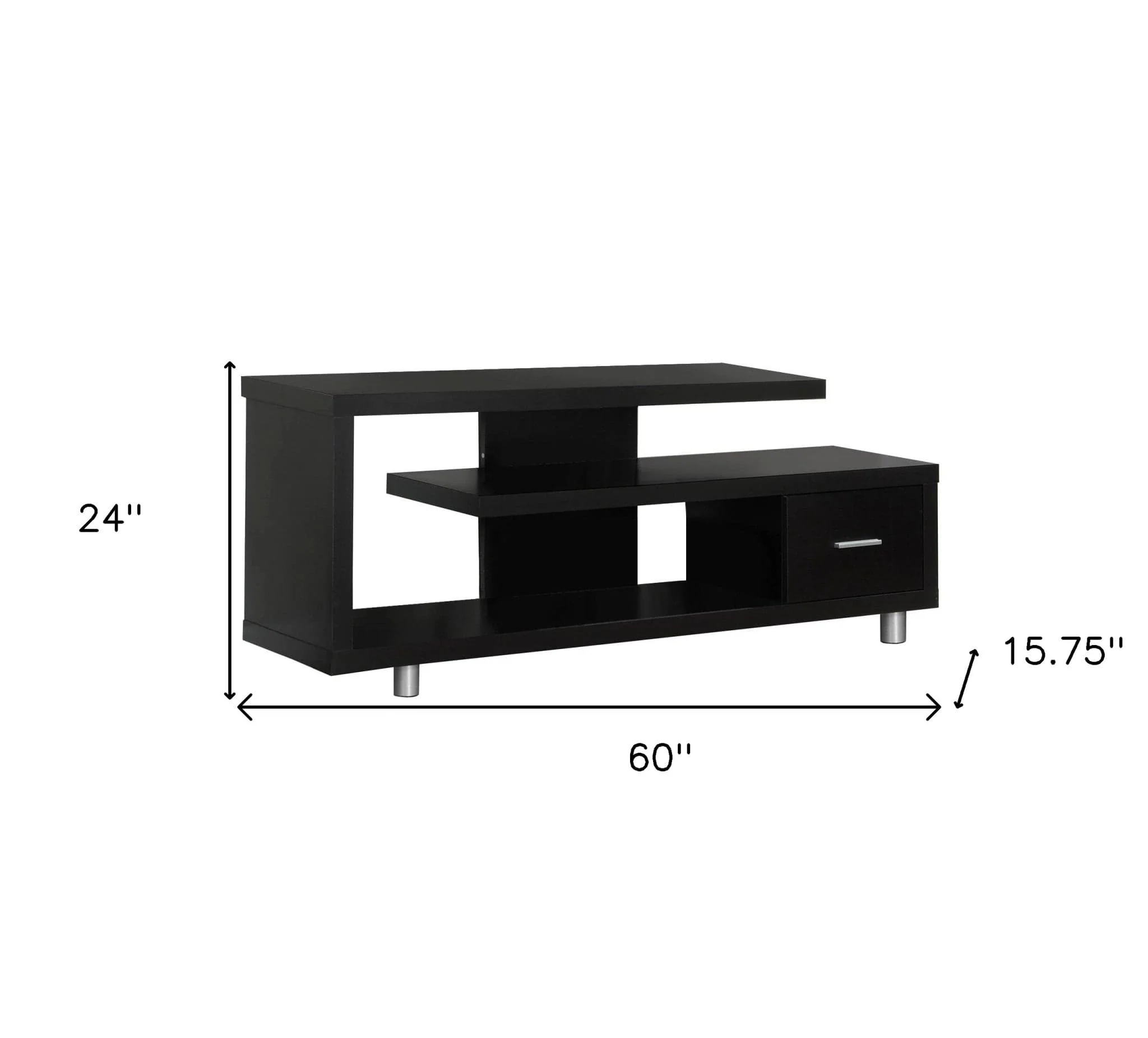 60" Dark Brown Cabinet Enclosed Storage TV Stand - Image 5
