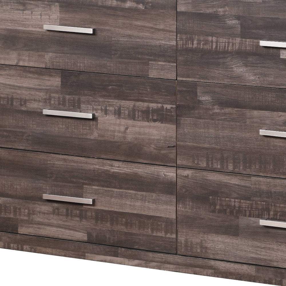 60" Dark Brown Solid and Manufactured Wood Six Drawer Double Dresser - Image 4