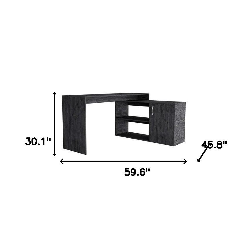 60" Gray L Shape Computer Desk - Image 7