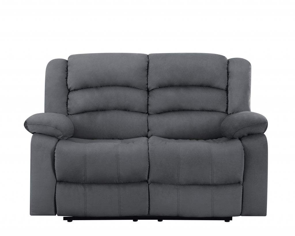 60" Gray Microfiber Power Reclining Loveseat - Image 3