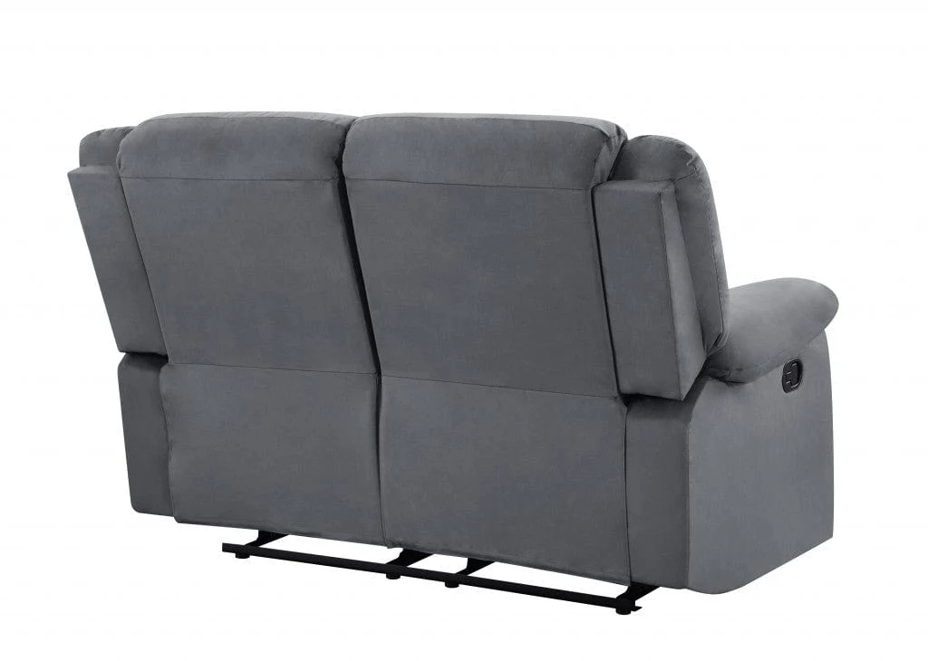 60" Gray Microfiber Power Reclining Loveseat - Image 4