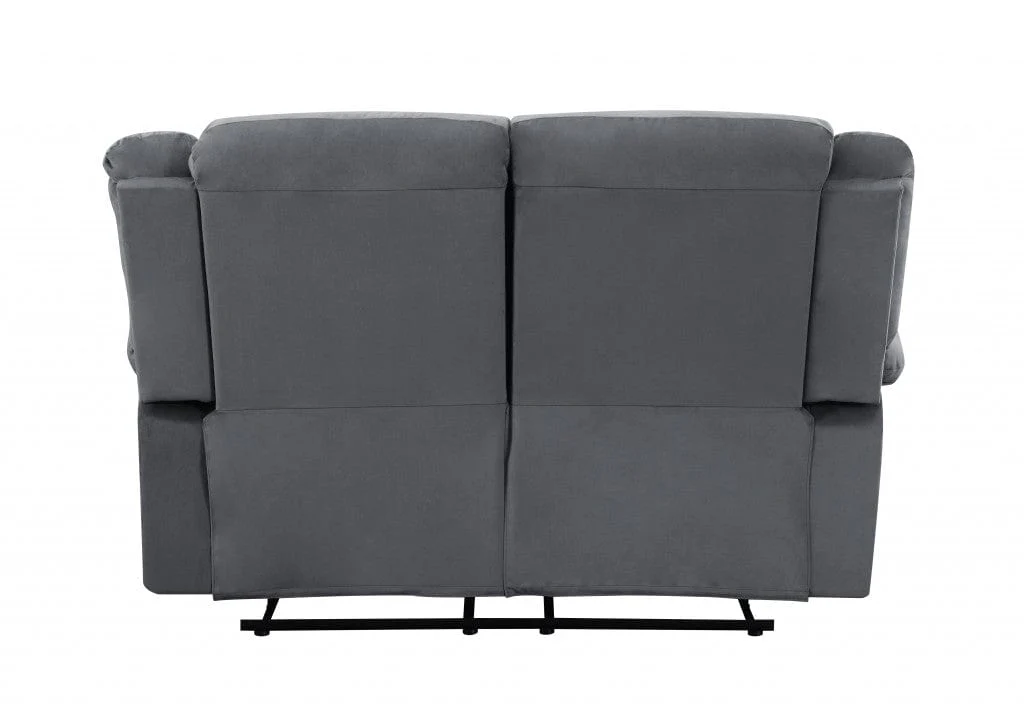 60" Gray Microfiber Power Reclining Loveseat - Image 5
