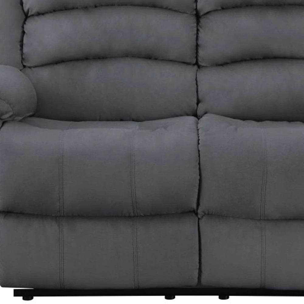 60" Gray Microfiber Power Reclining Loveseat - Image 7