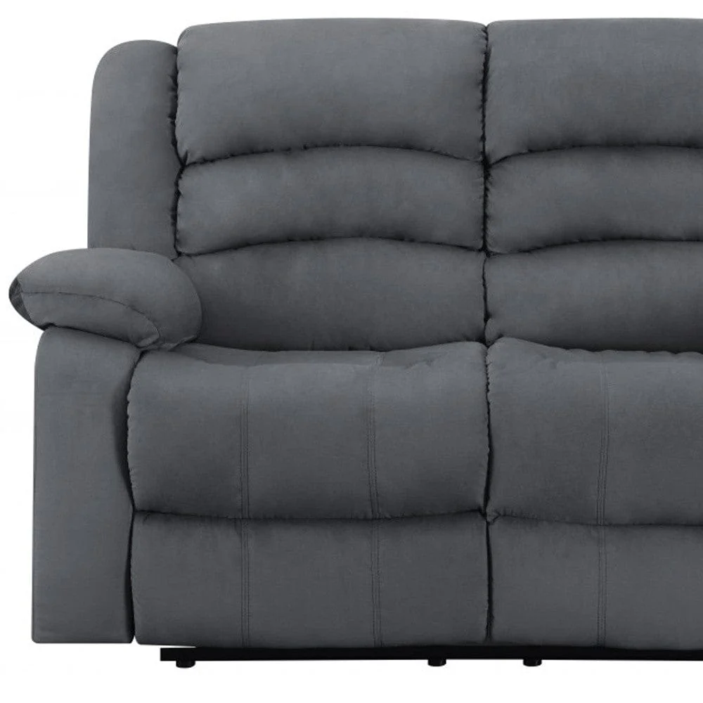 60" Gray Microfiber Power Reclining Loveseat - Image 8