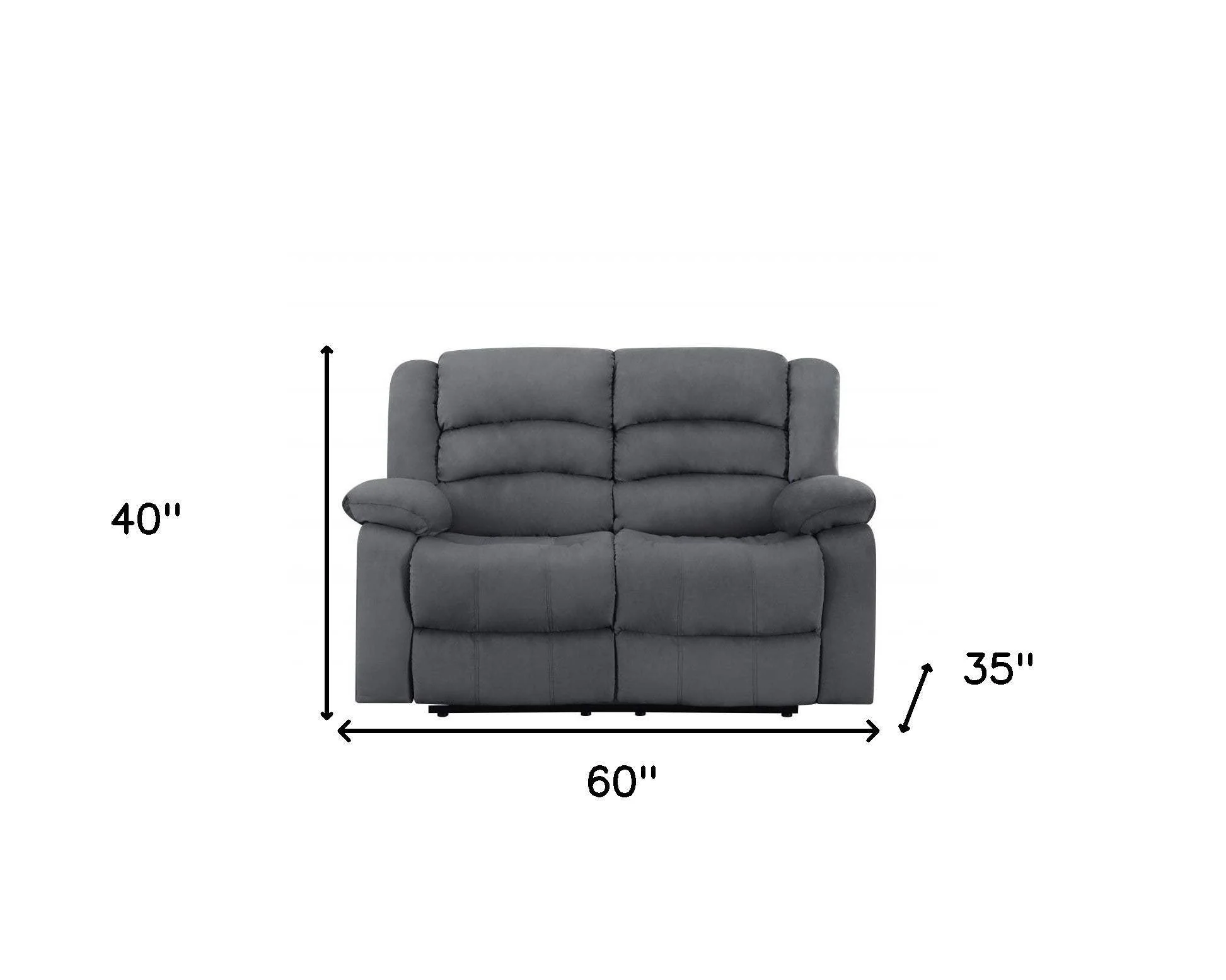 60" Gray Microfiber Power Reclining Loveseat - Image 9