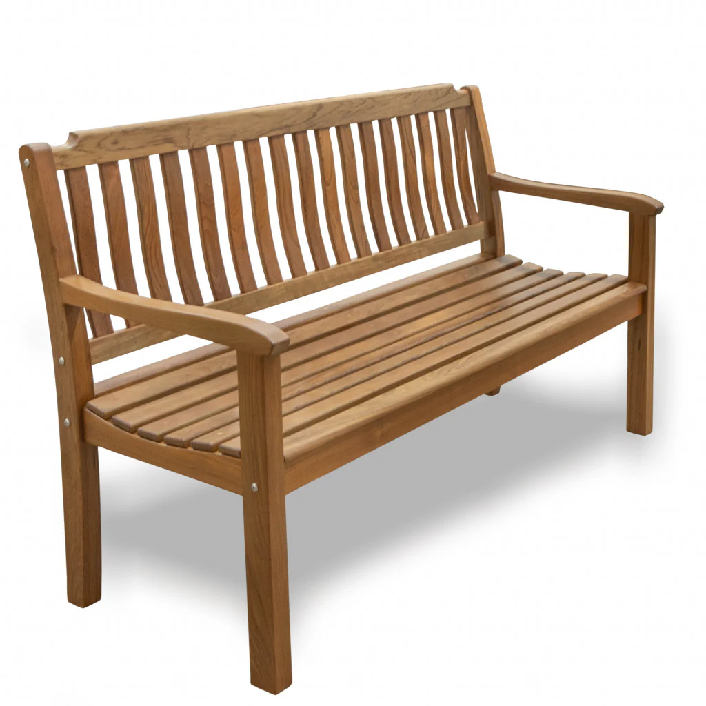 60" Teak Solid Wood Garden Bench - Image 3