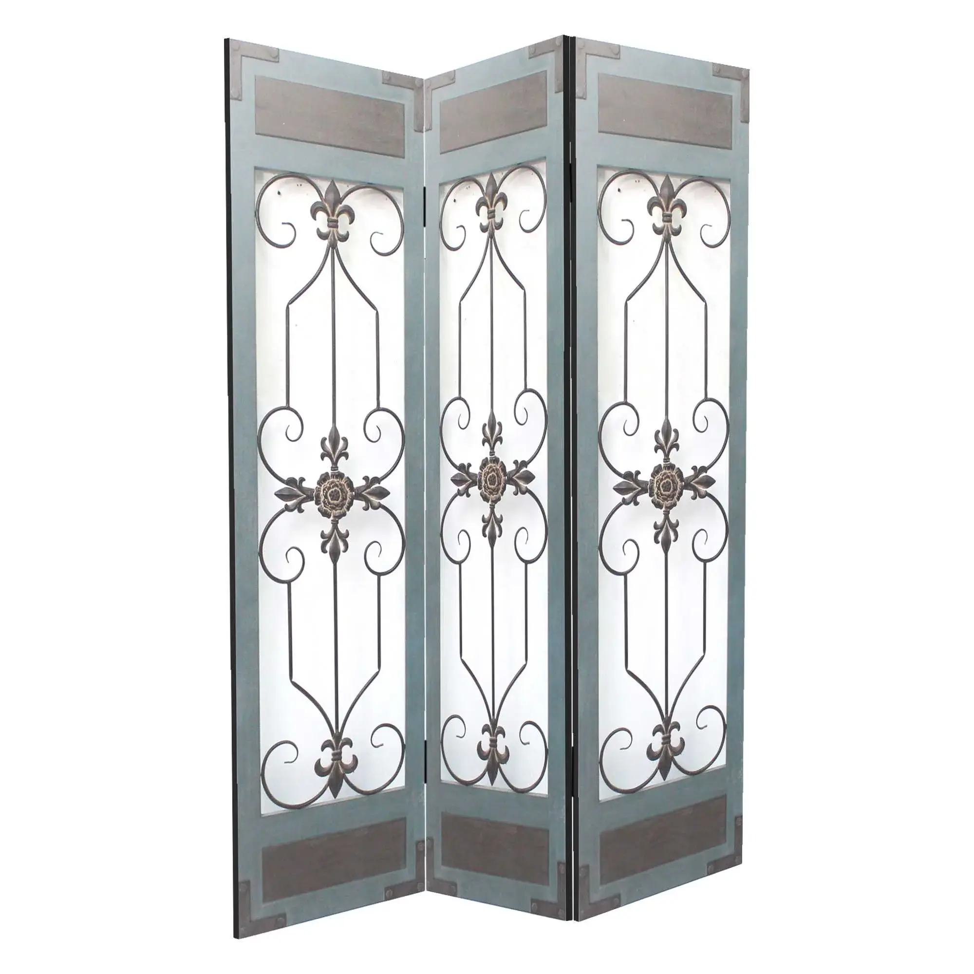 60 X 72 Blue Wood Metal  Screen - Image 2