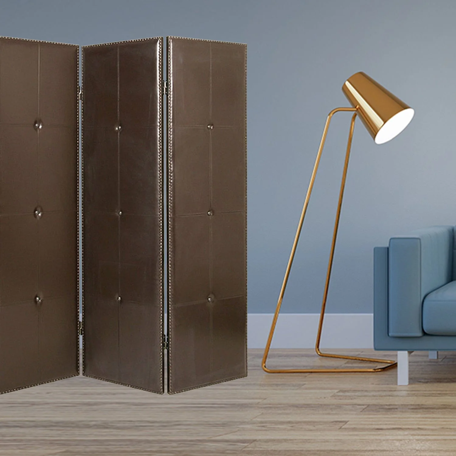 60" X 72" Brown Faux Leather  Screen - Image 2