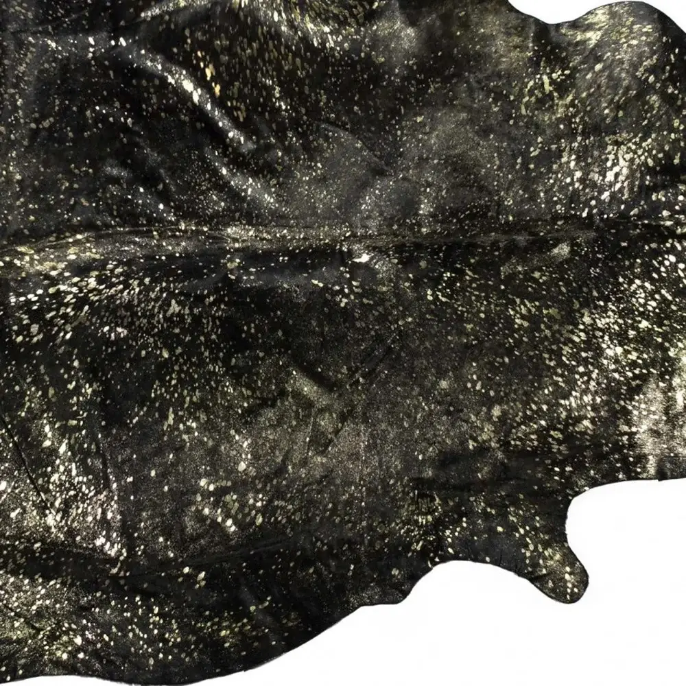 60" X 84" Chocolate And Gold Cowhide - Area Rug - Image 4