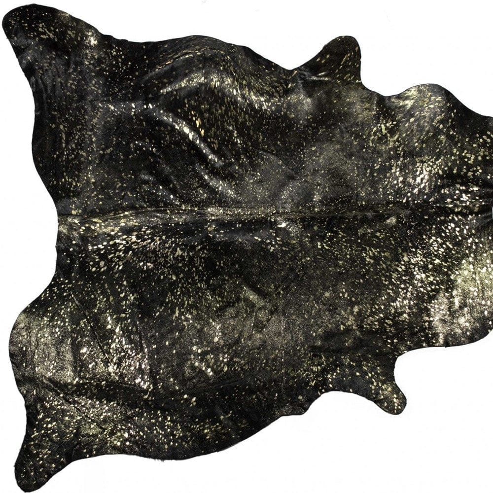 60" X 84" Chocolate And Gold Cowhide - Area Rug - Image 5