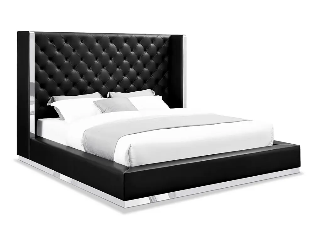 60 X 91 X 91 Black Faux Leather Bed King - Image 3