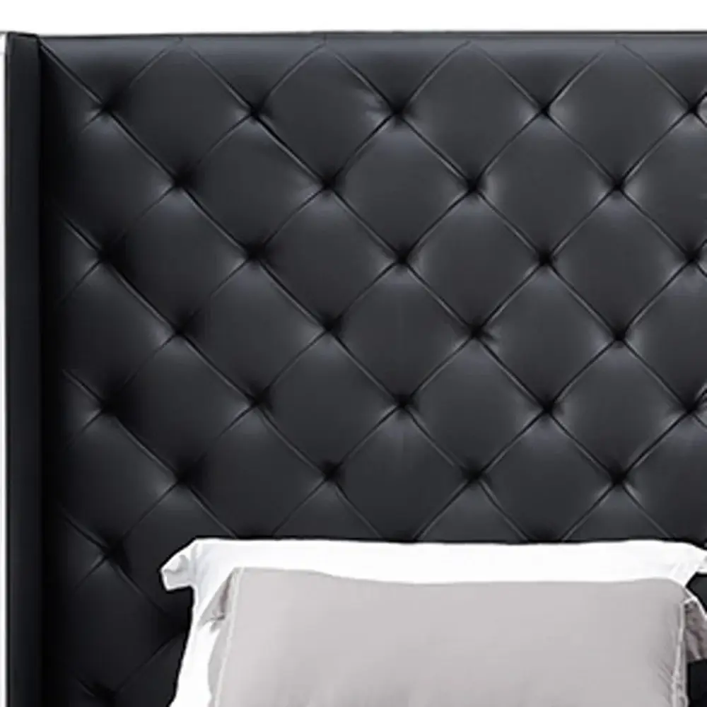 60 X 91 X 91 Black Faux Leather Bed King - Image 4