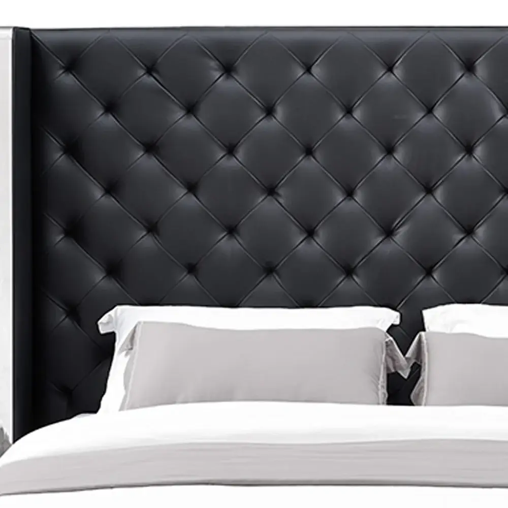 60 X 91 X 91 Black Faux Leather Bed King - Image 5