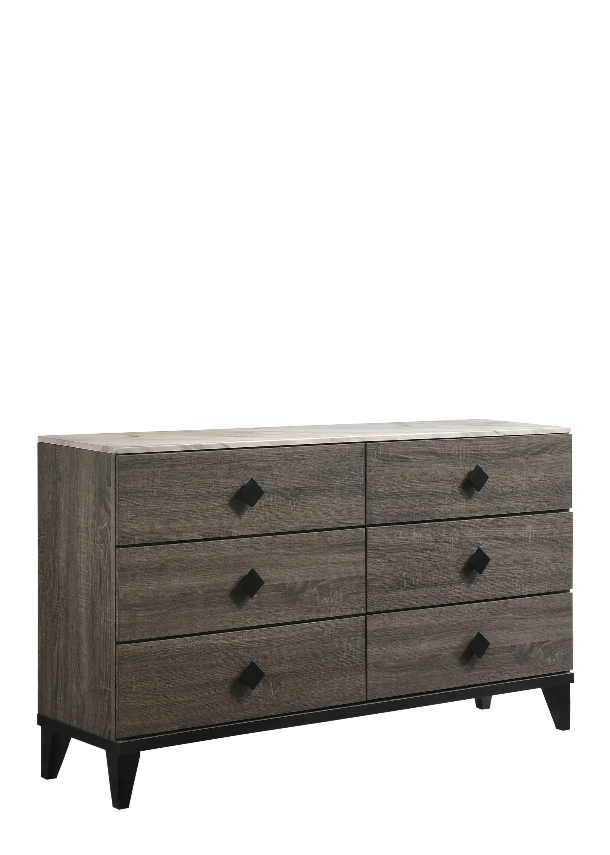 61" Gray Solid and Manufactured Wood Six Drawer Double Dresser - Image 4