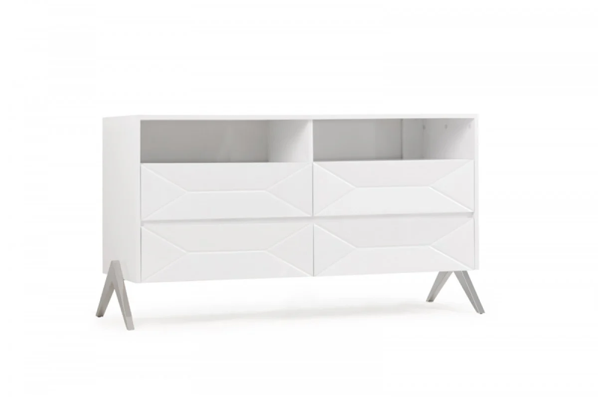 61" White Manufactured Wood Four Drawer Double Dresser - Image 2