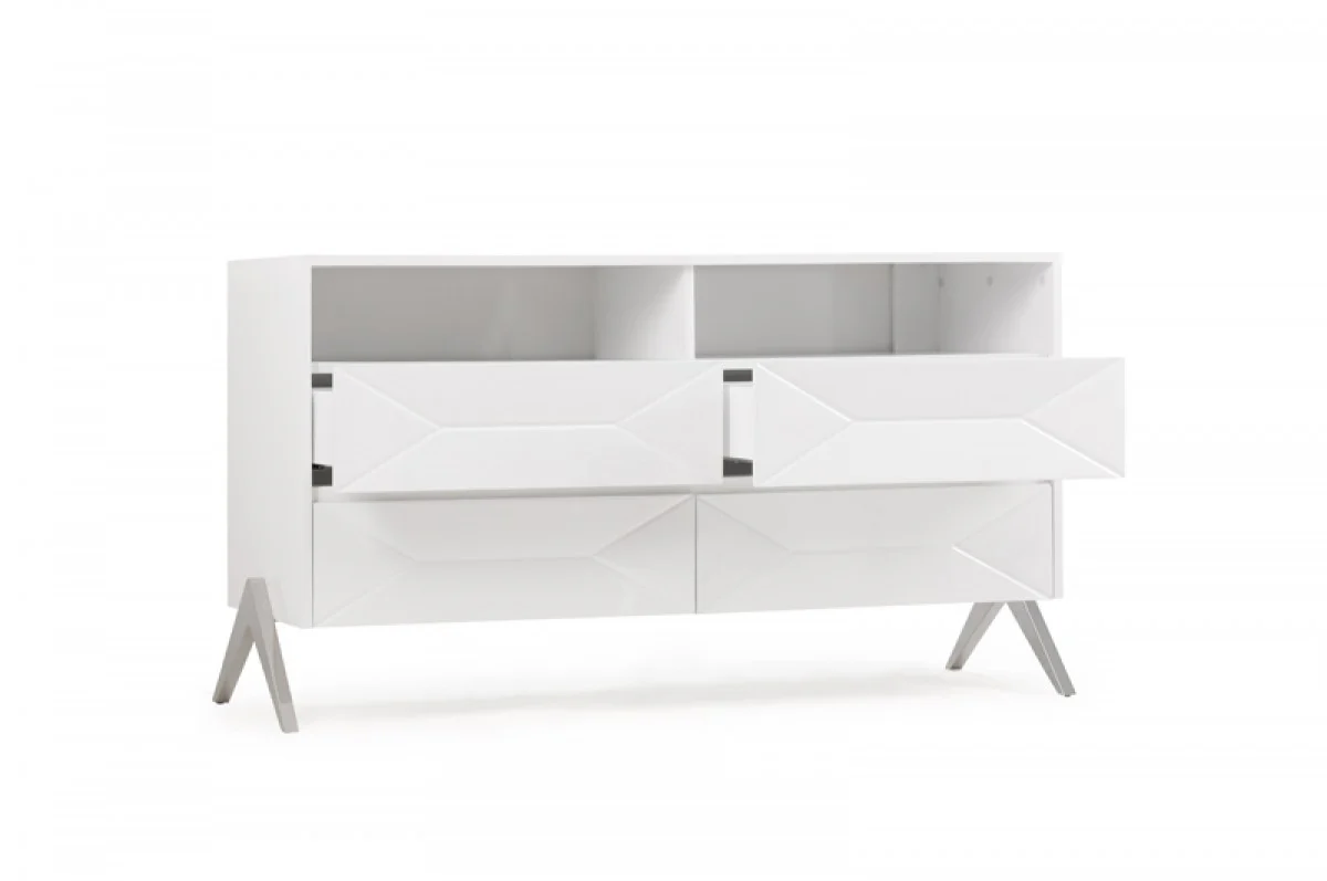 61" White Manufactured Wood Four Drawer Double Dresser - Image 3
