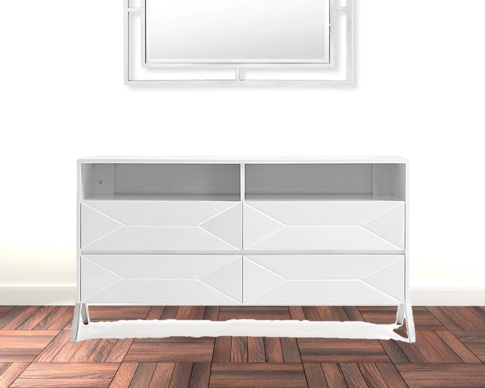 61" White Manufactured Wood Four Drawer Double Dresser - Image 5