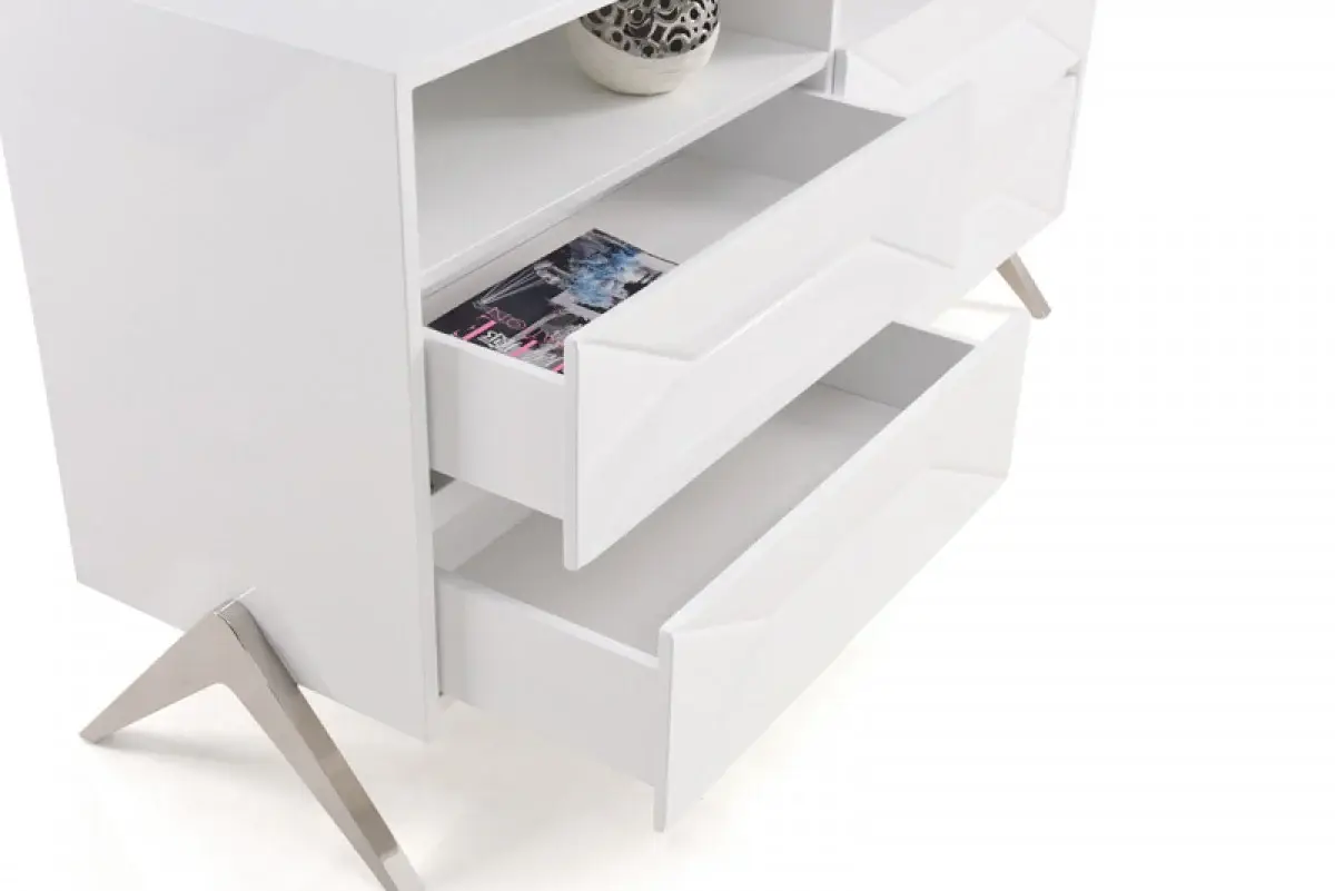 61" White Manufactured Wood Four Drawer Double Dresser - Image 6