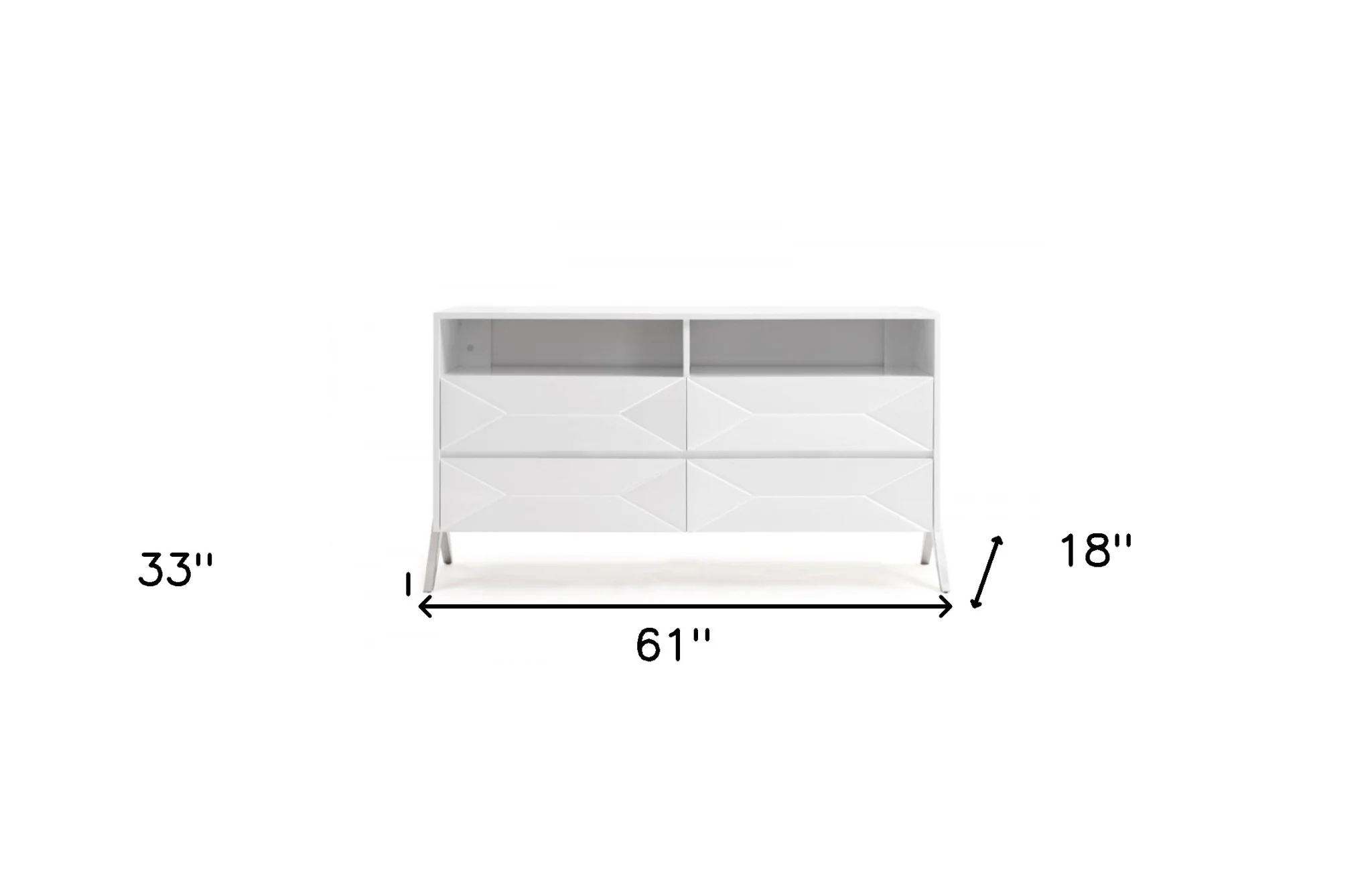 61" White Manufactured Wood Four Drawer Double Dresser - Image 9