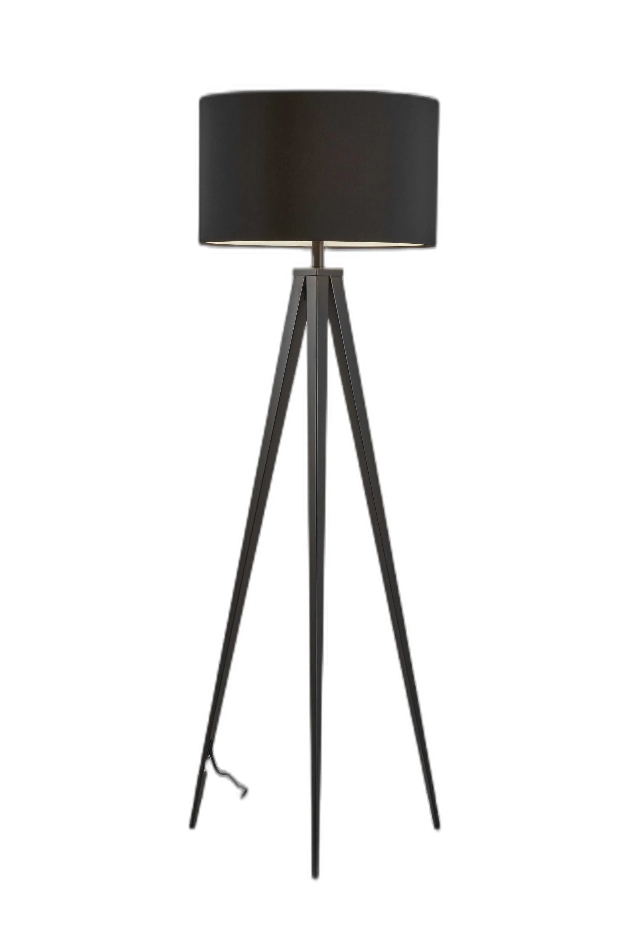 62" Black Tripod Floor Lamp With Black Drum Shade - Image 2