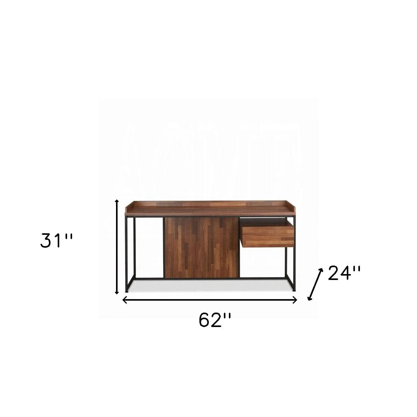 62" Brown and Black Computer Desk - Image 5