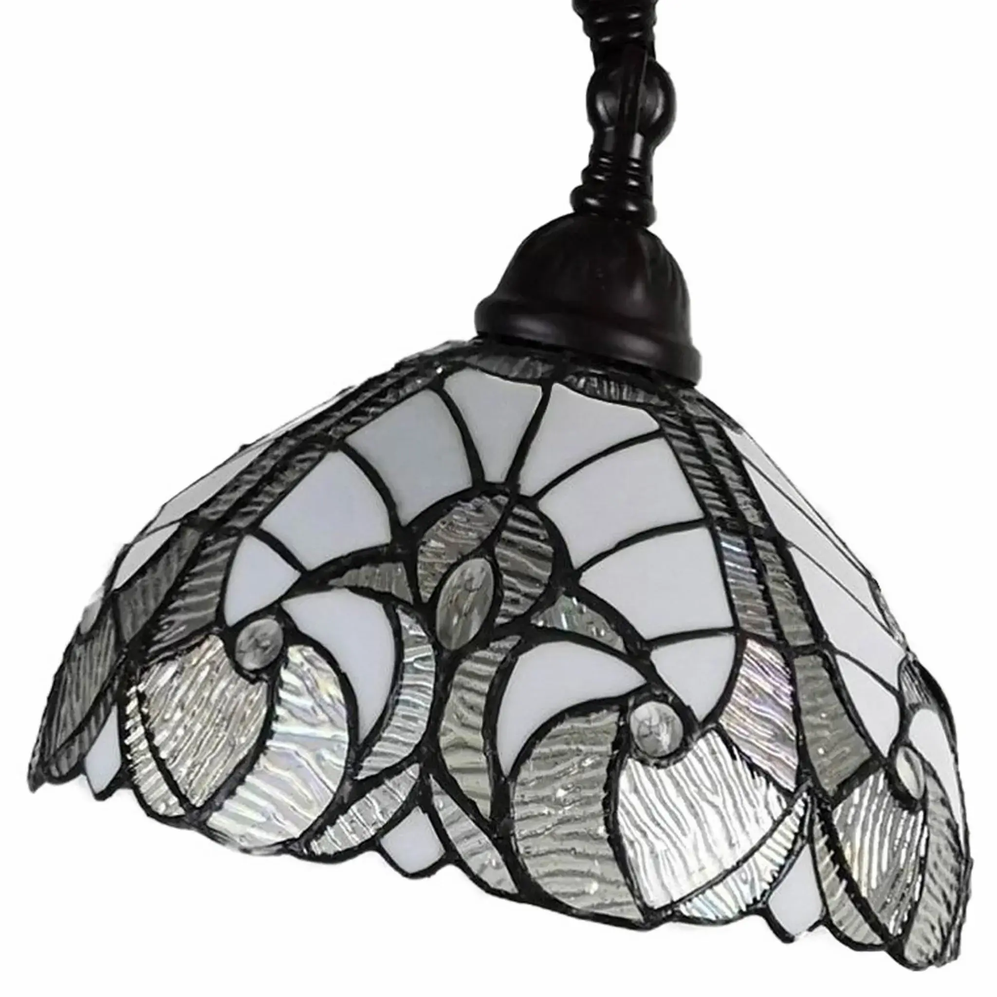 62" Brown Traditional Shaped Floor Lamp With White Stained Glass Bowl Shade - Image 4