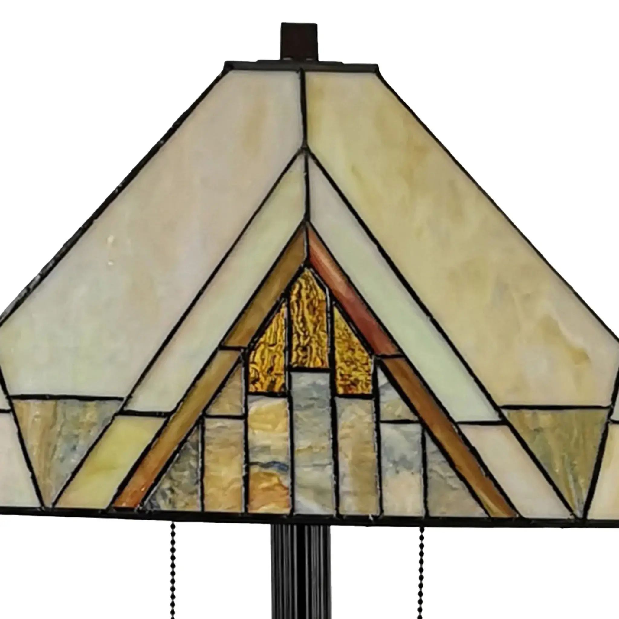 62" Brown Two Light Beige And Brown Geometric Stained Glass Floor Lamp - Image 6