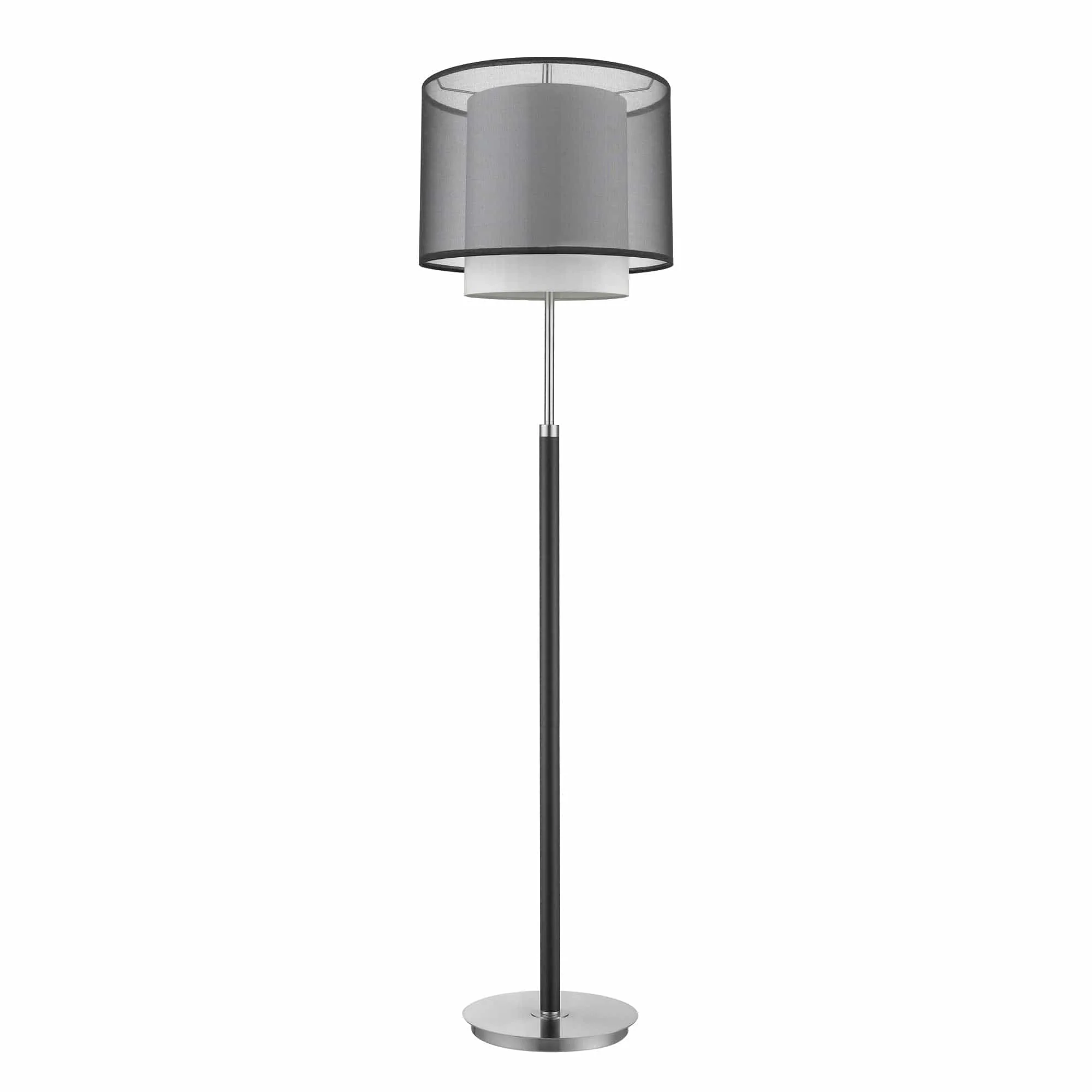 62" Chrome Traditional Shaped Floor Lamp With Black And White Drum Shade - Image 2
