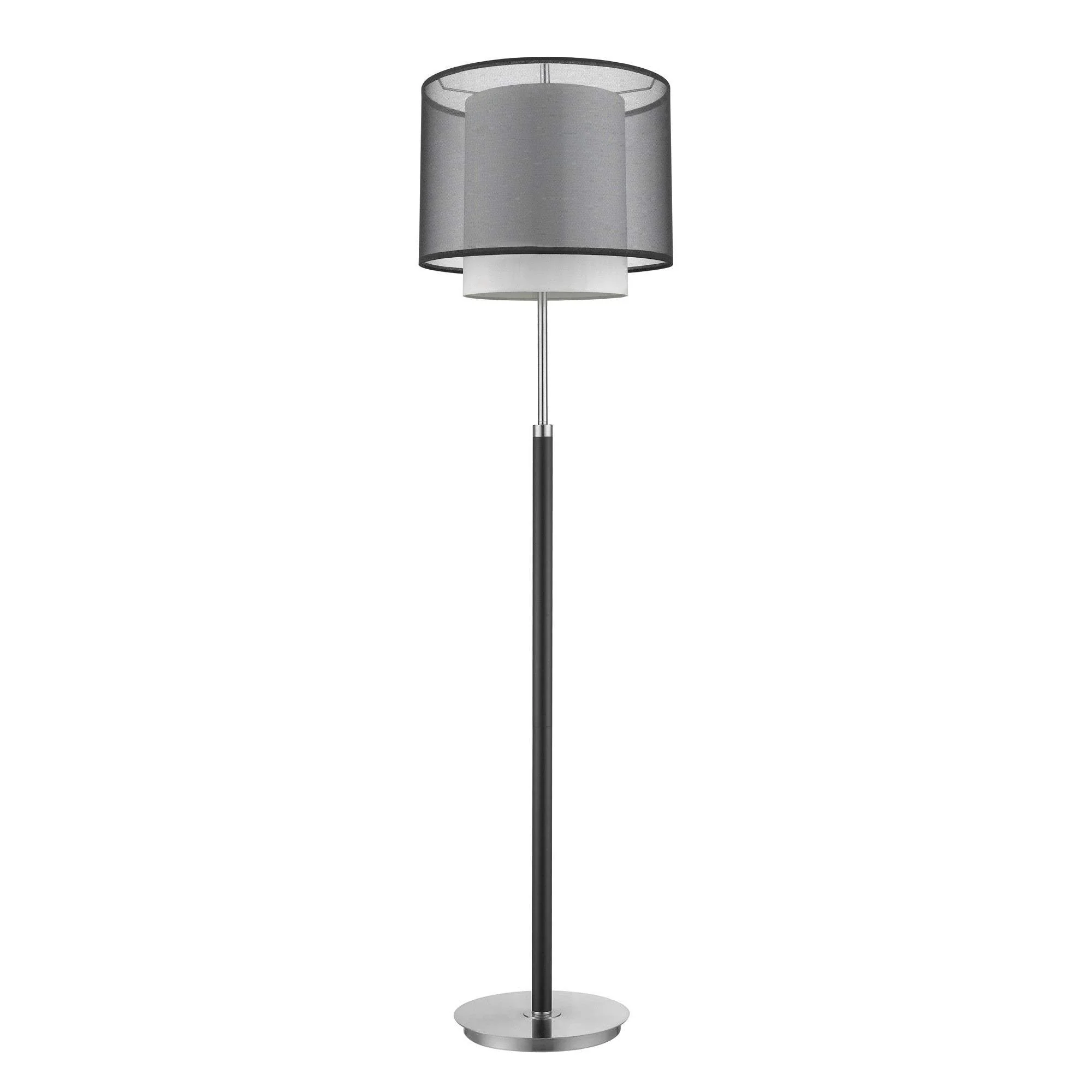 62" Chrome Traditional Shaped Floor Lamp With Black And White Drum Shade - Image 3