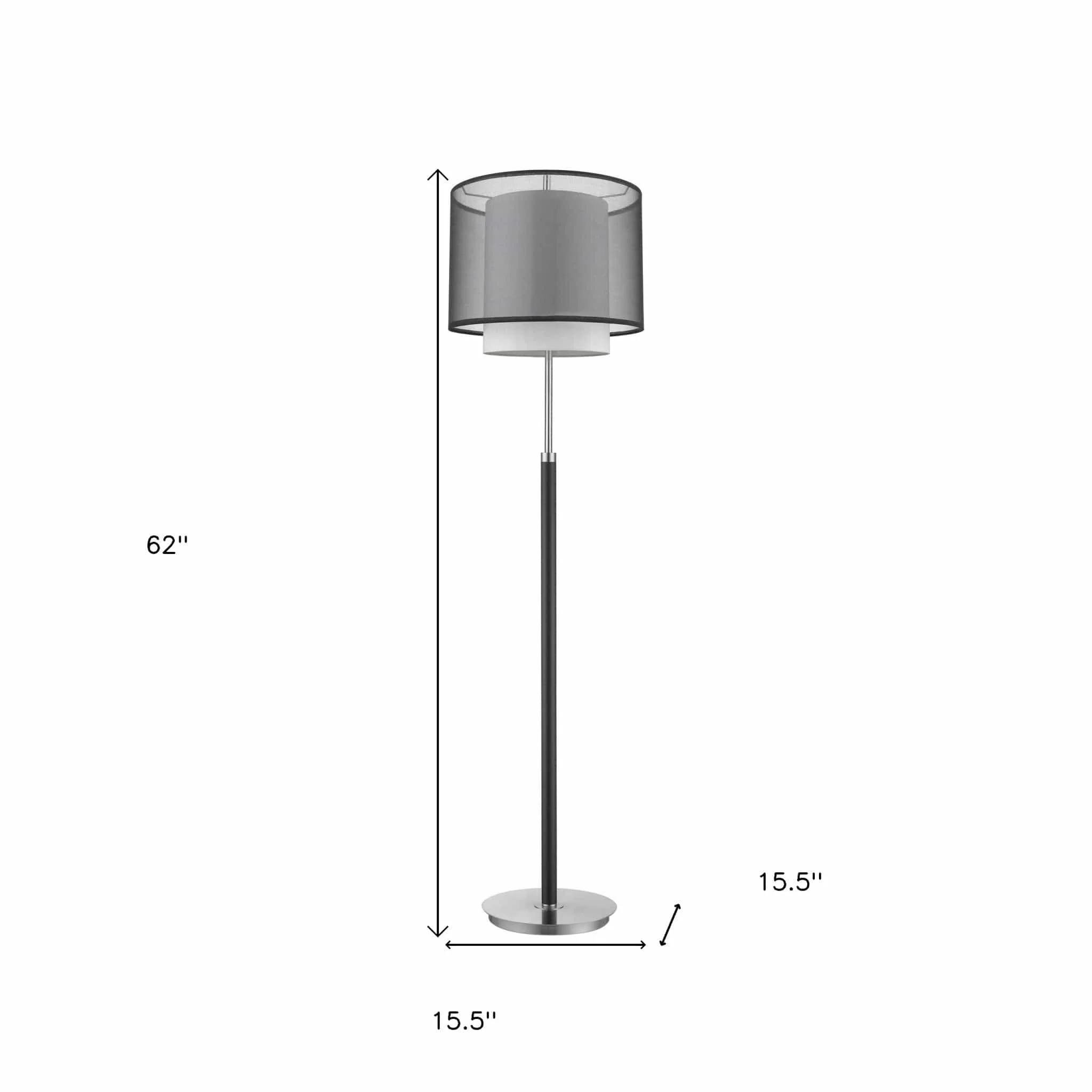 62" Chrome Traditional Shaped Floor Lamp With Black And White Drum Shade - Image 4
