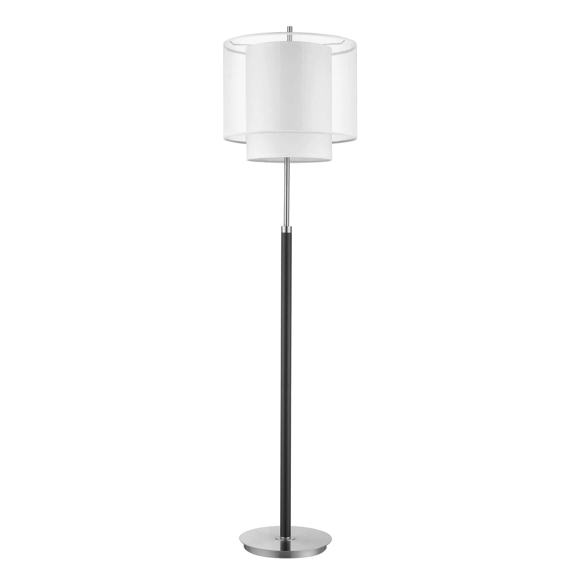 62" Chrome Traditional Shaped Floor Lamp With White Drum Shade - Image 2