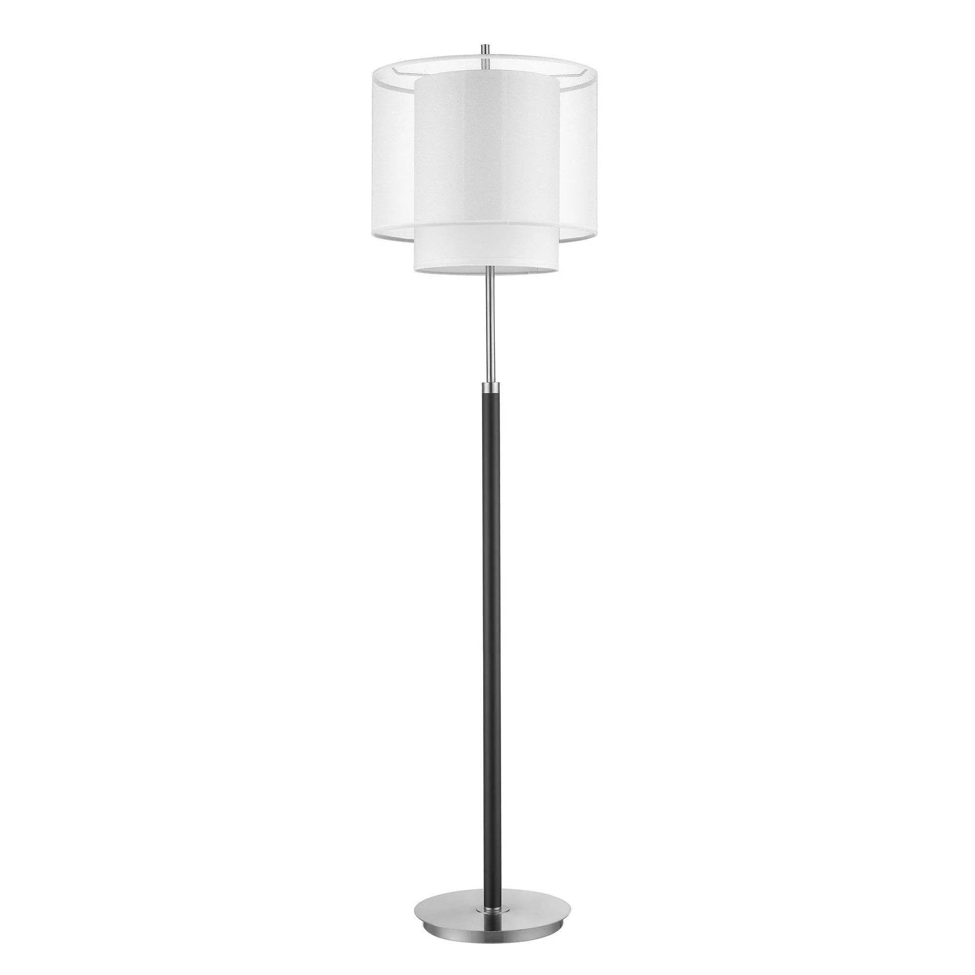 62" Chrome Traditional Shaped Floor Lamp With White Drum Shade - Image 3