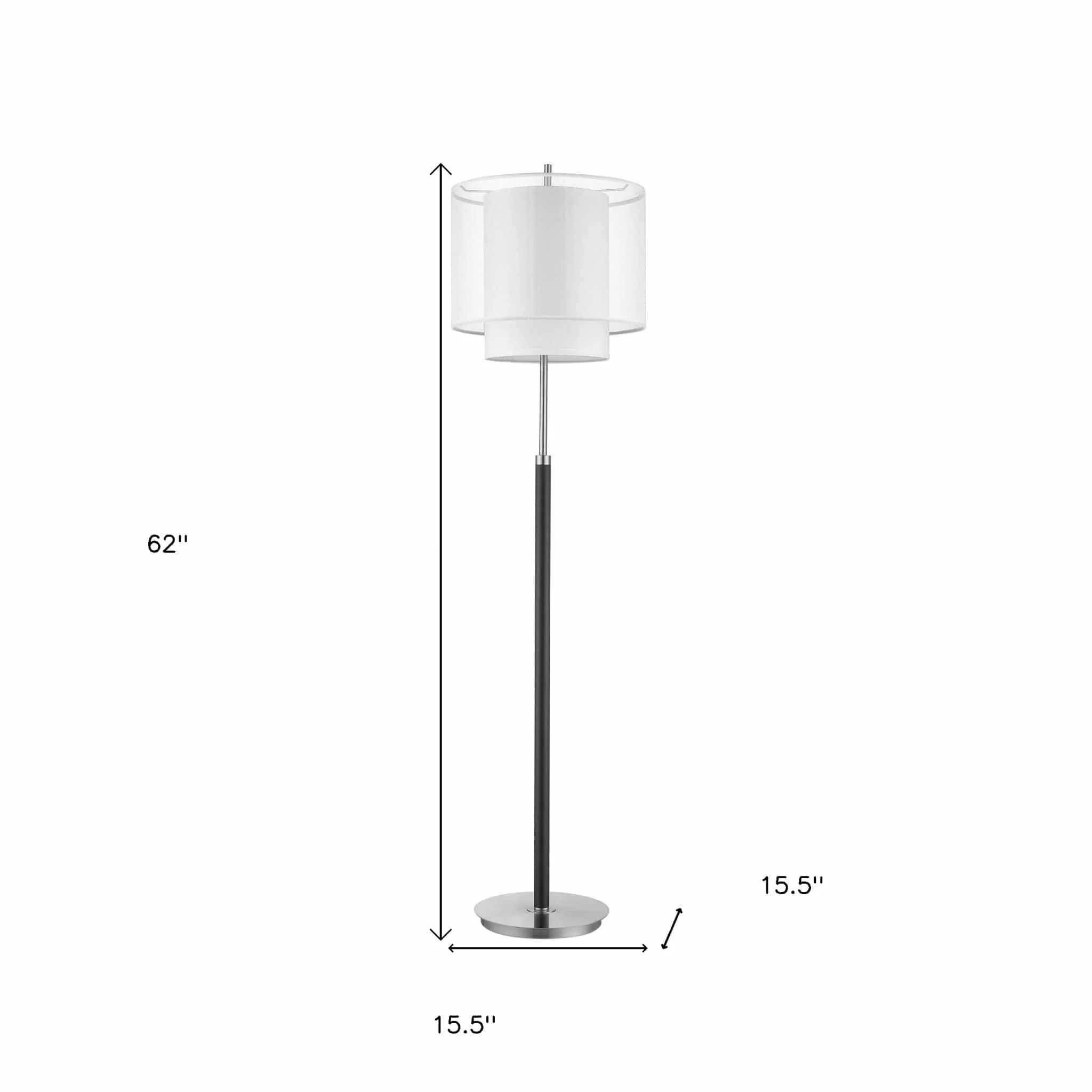 62" Chrome Traditional Shaped Floor Lamp With White Drum Shade - Image 4