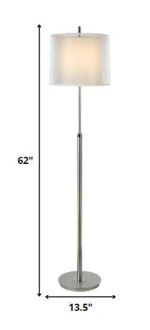 62" Chrome Traditional Shaped Floor Lamp With White Empire Shade - Image 5