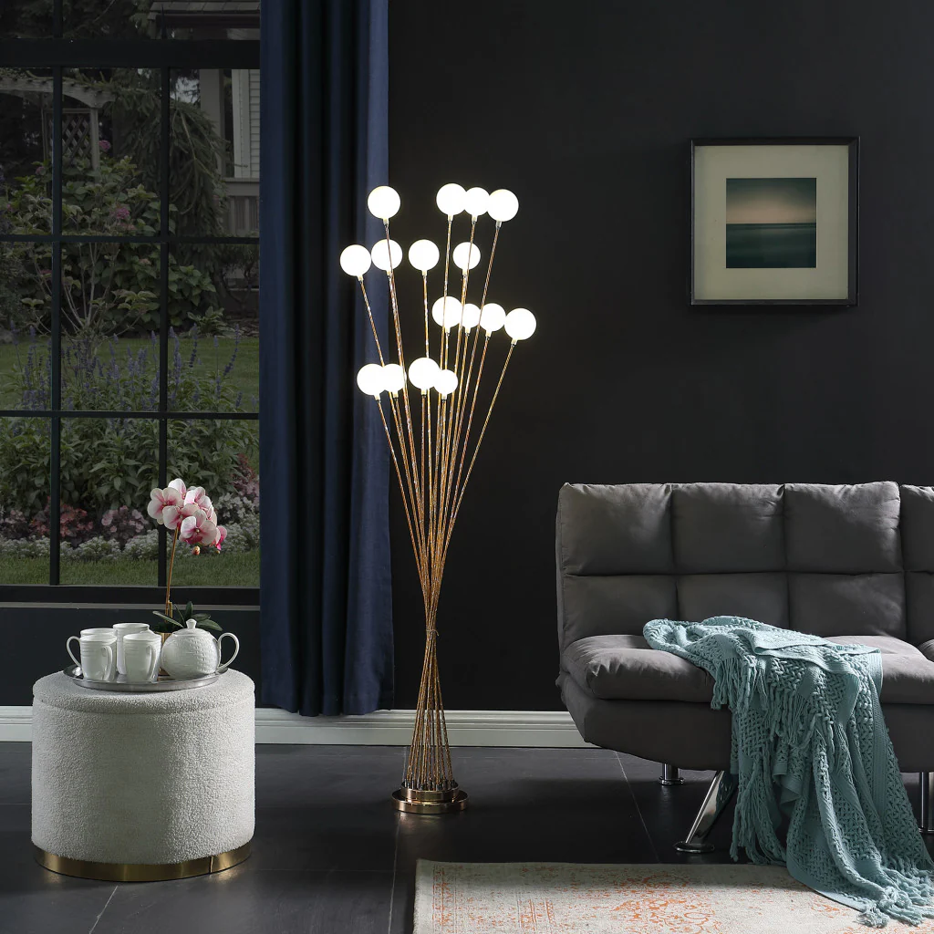 62" Golden Chrome Contemporary Multi Light LED Floor Lamp - Image 5