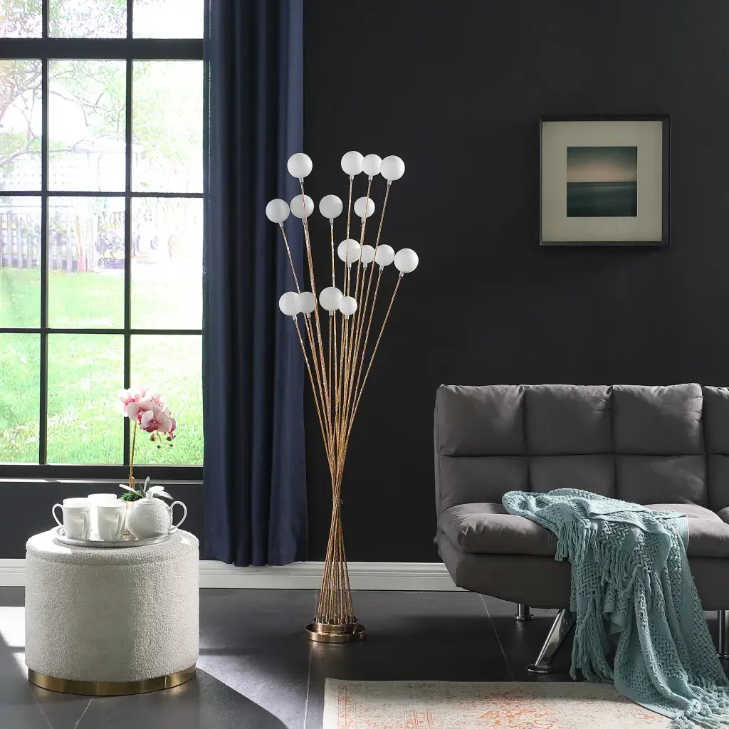 62" Golden Chrome Contemporary Multi Light LED Floor Lamp - Image 6