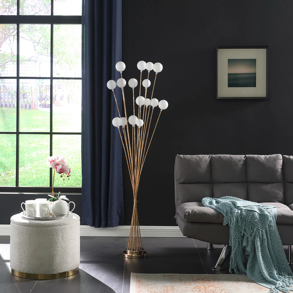 62" Golden Chrome Contemporary Multi Light LED Floor Lamp - Image 7