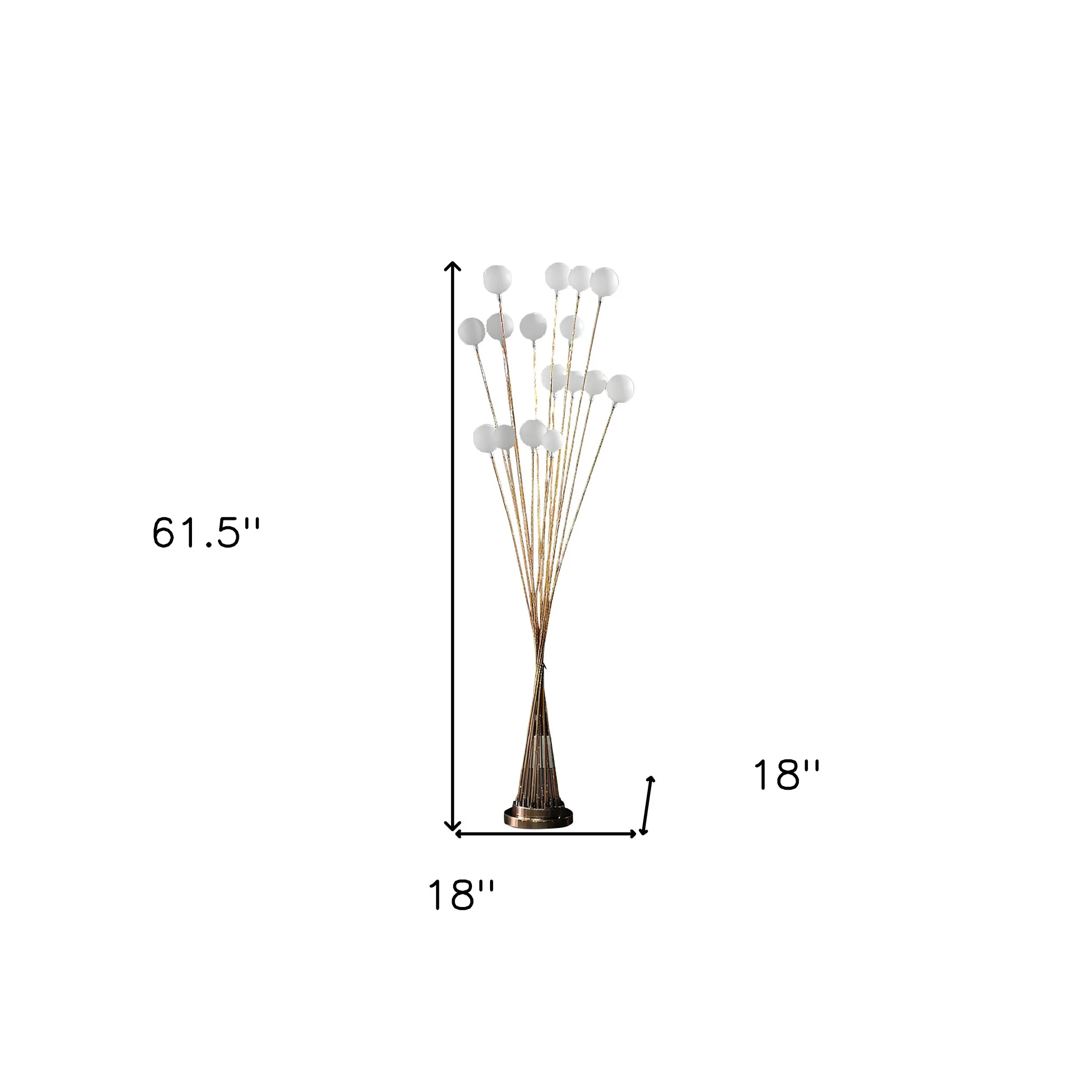 62" Golden Chrome Contemporary Multi Light LED Floor Lamp - Image 8