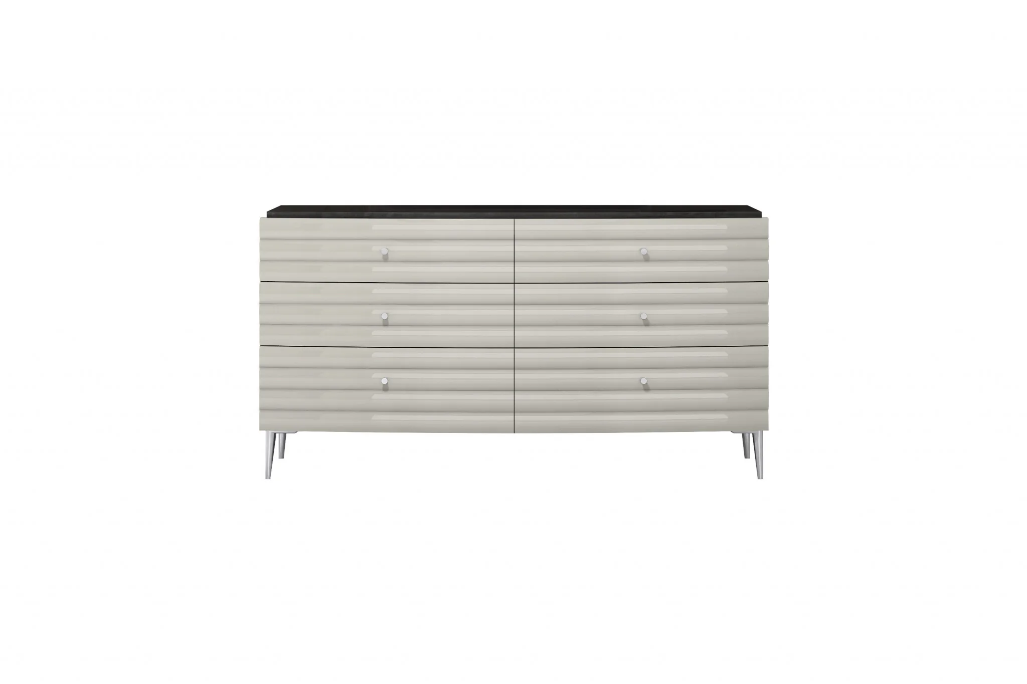 62" Grey Manufactured Wood Six Drawer Double Dresser