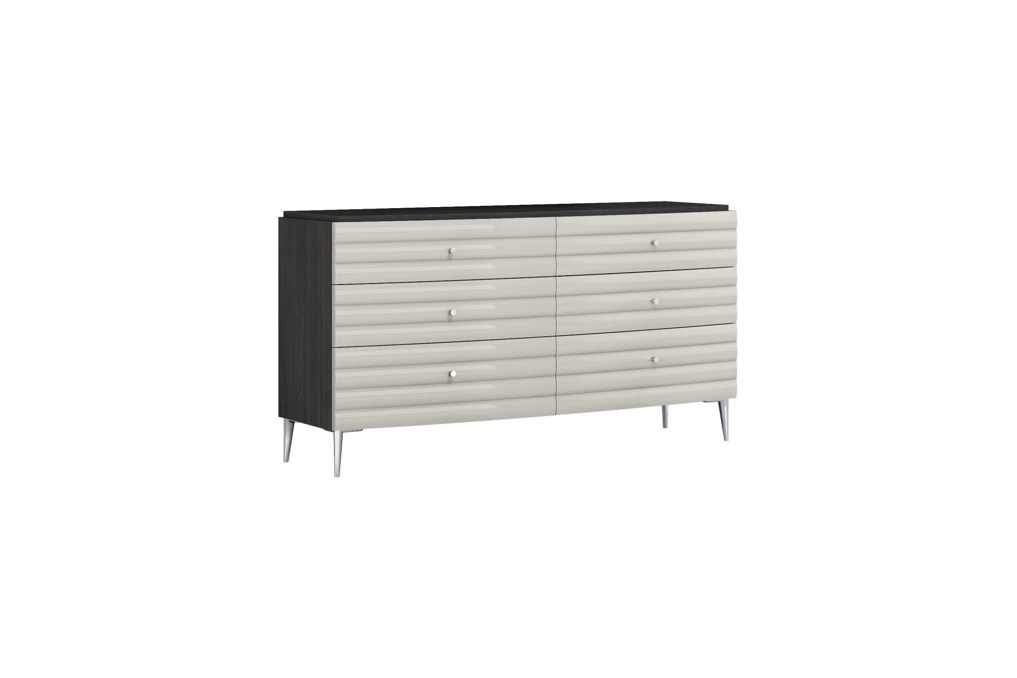 62" Grey Manufactured Wood Six Drawer Double Dresser - Image 2