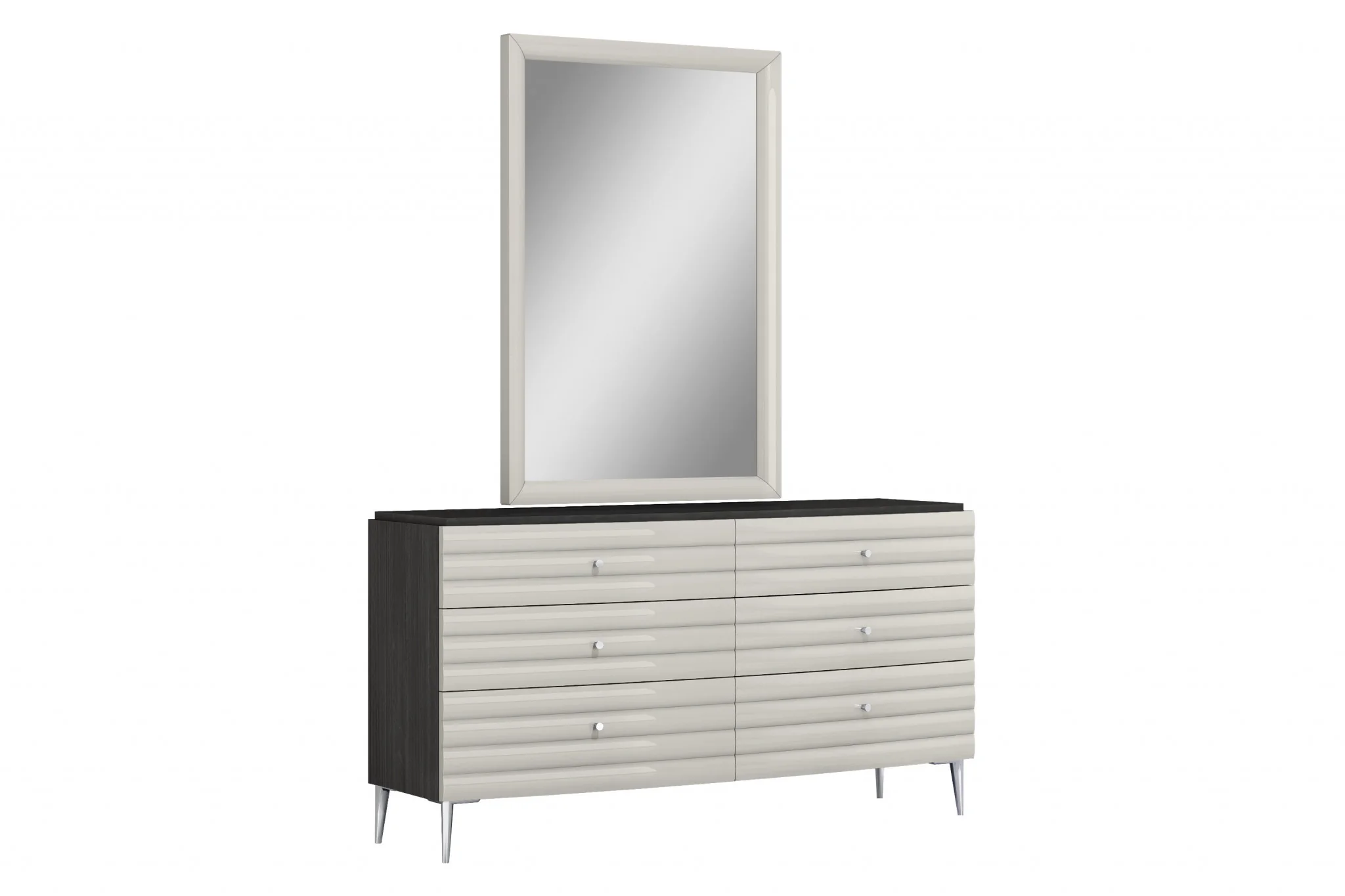 62" Grey Manufactured Wood Six Drawer Double Dresser - Image 3