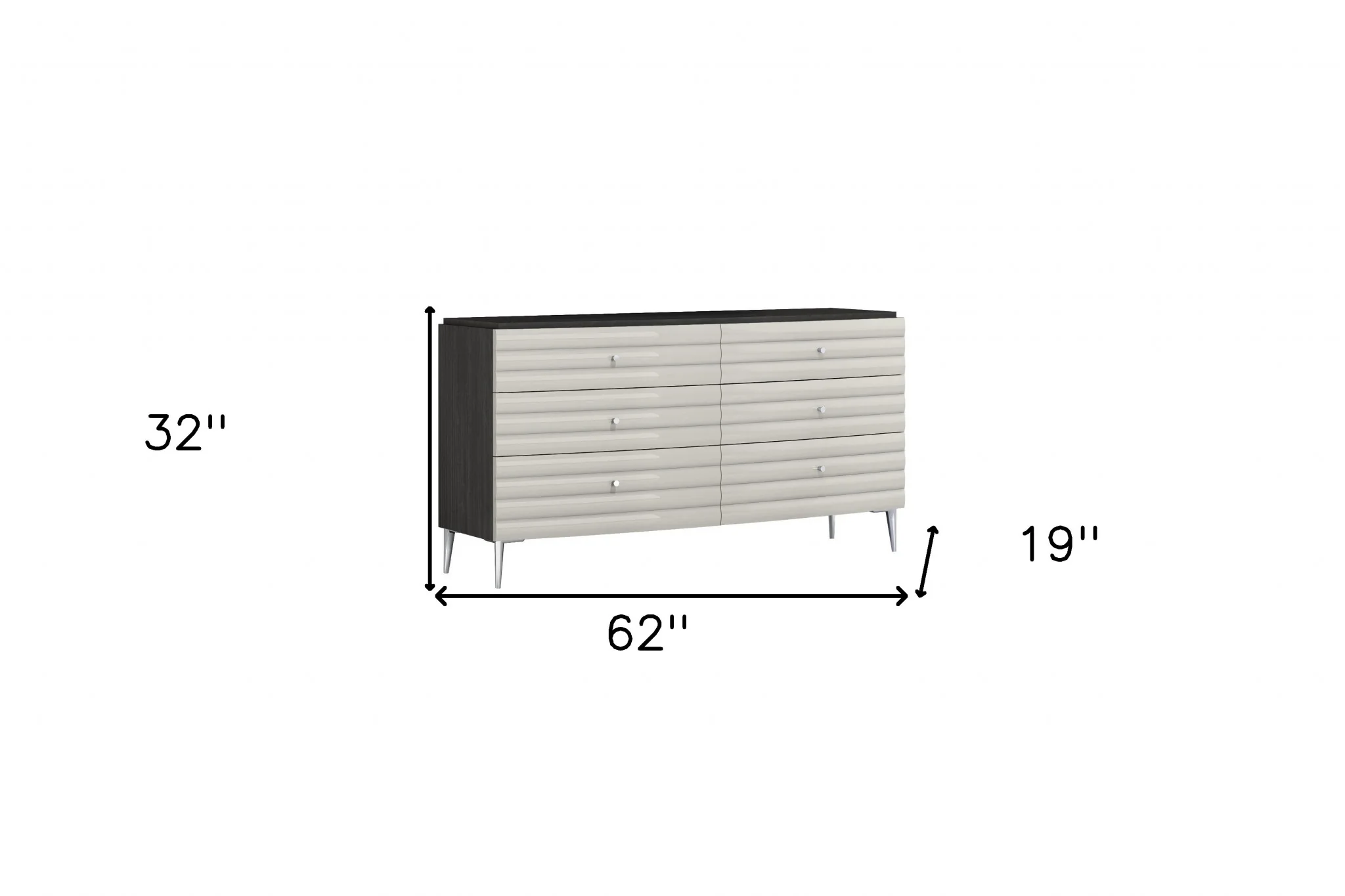 62" Grey Manufactured Wood Six Drawer Double Dresser - Image 7