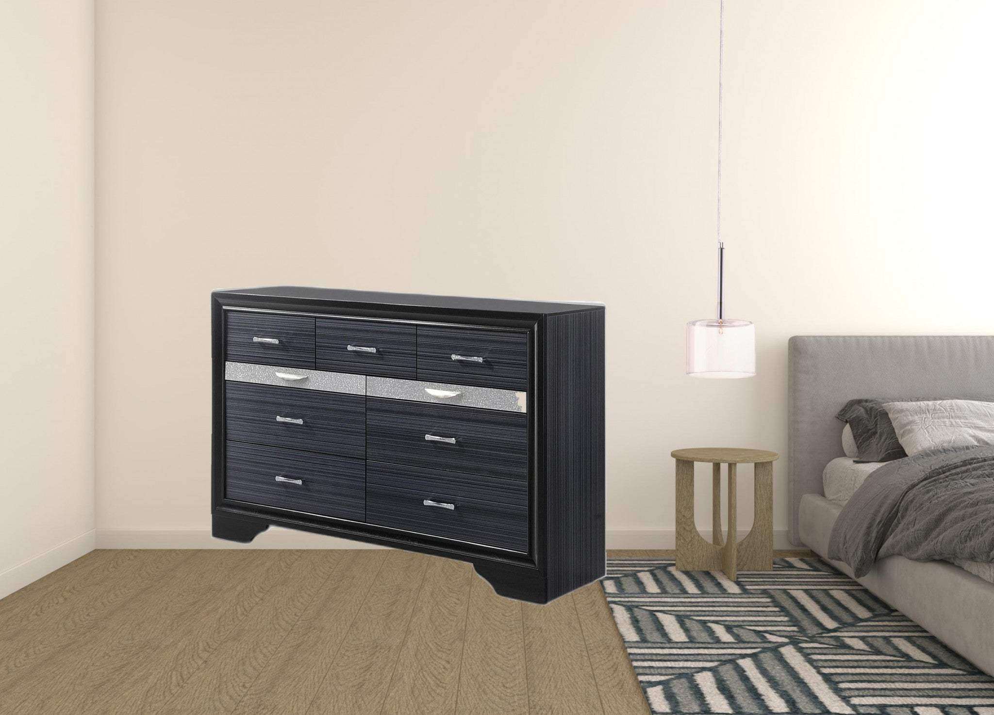 63" Black Manufactured Wood Nine Drawer Gentlemans Chest - Image 2