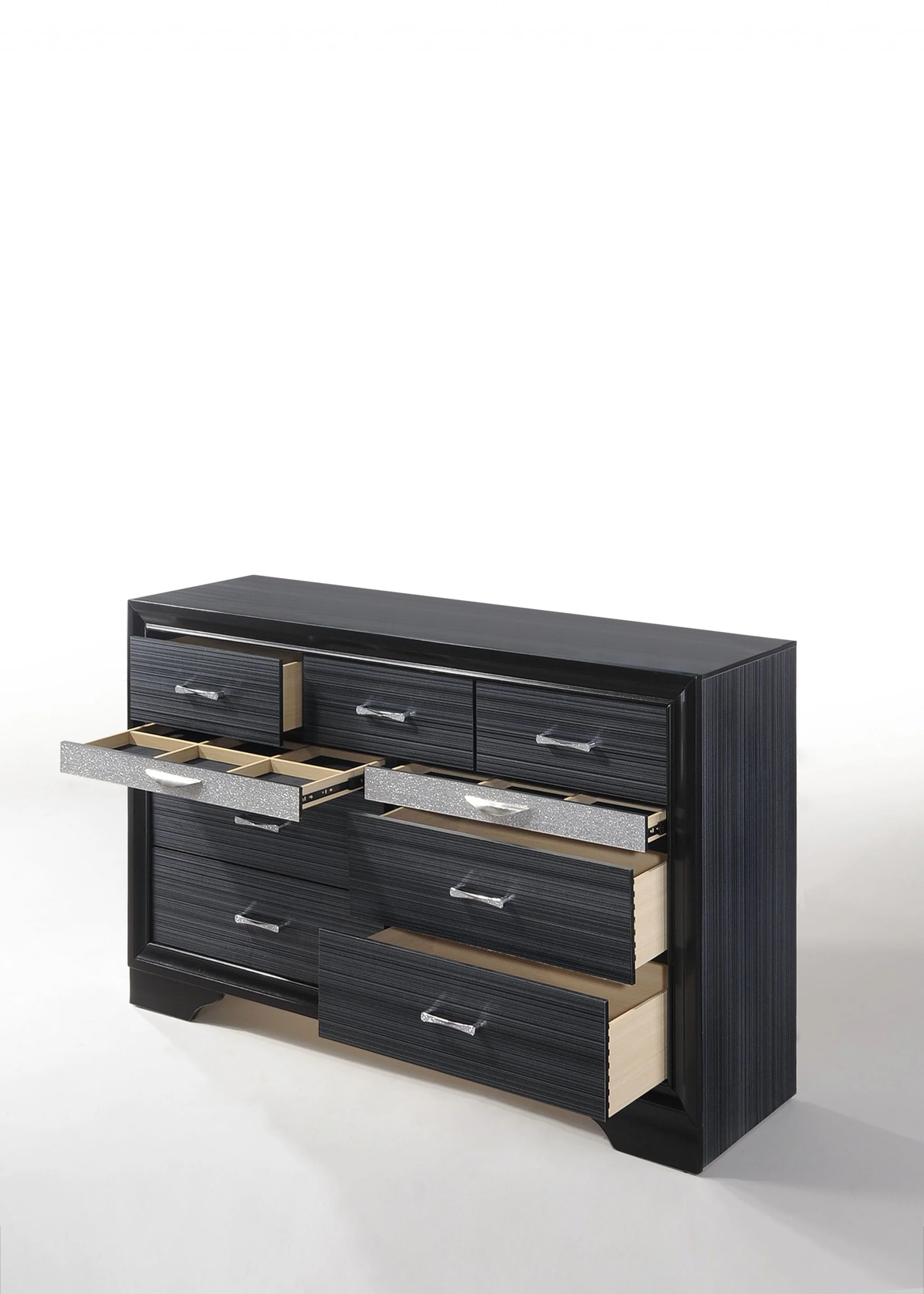 63" Black Manufactured Wood Nine Drawer Gentlemans Chest - Image 4